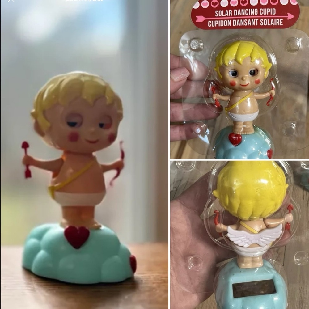 Solar Dancing Cupid Figurine - Yellow and Blue